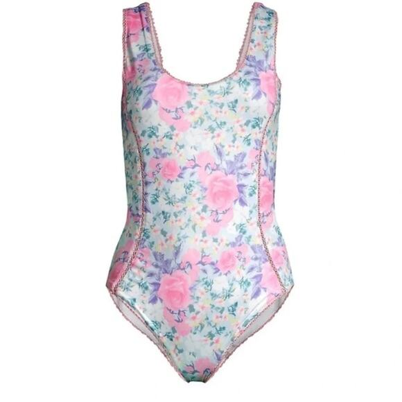 LoveShackFancy Mikkel Floral One-Piece Swimsuit Size XS‎ NWT - Picture 1 of 13